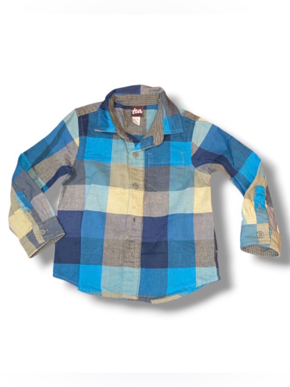 Tea Collection Blue Plaid Button-Up Shirt for Kids